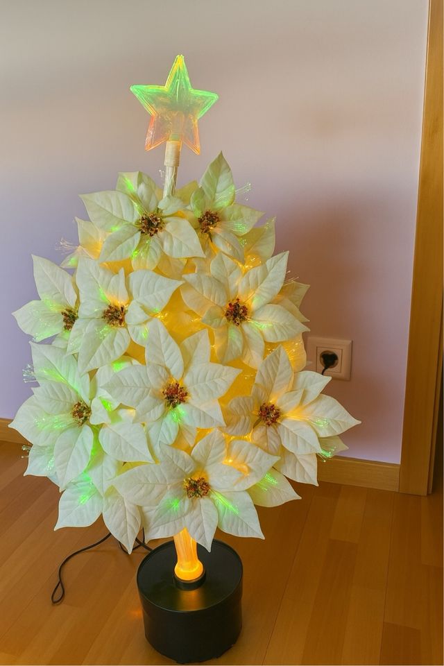 Árbol de Navidad Flores Poinsettia Blanco