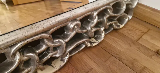 Espejo Marco Plateado Diseño Cadena