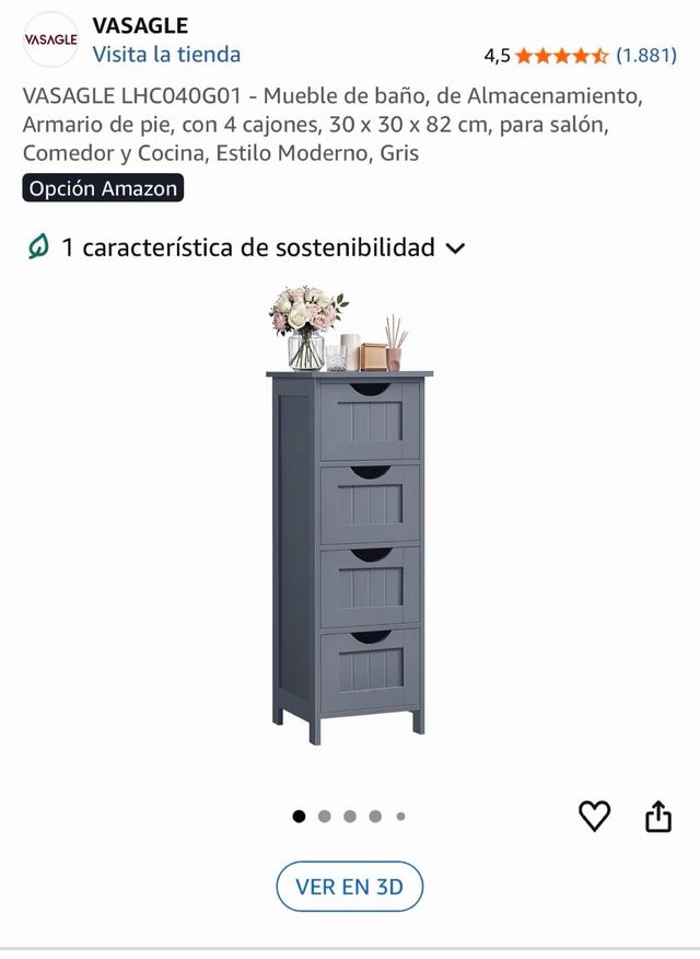 Mueble de baño y almacenamiento gris