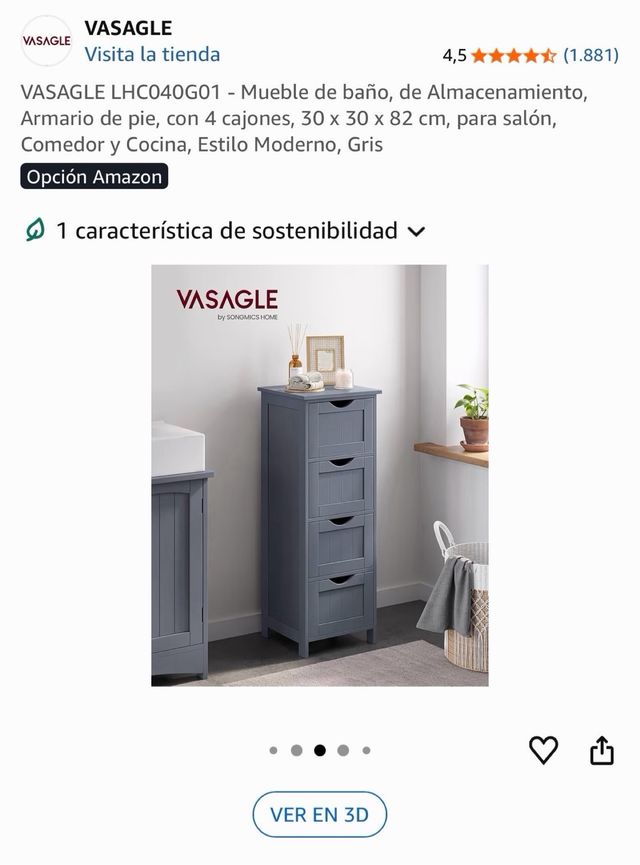Mueble de baño y almacenamiento gris