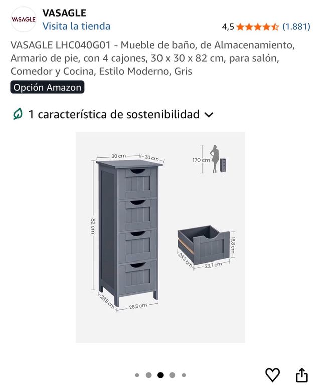 Mueble de baño y almacenamiento gris