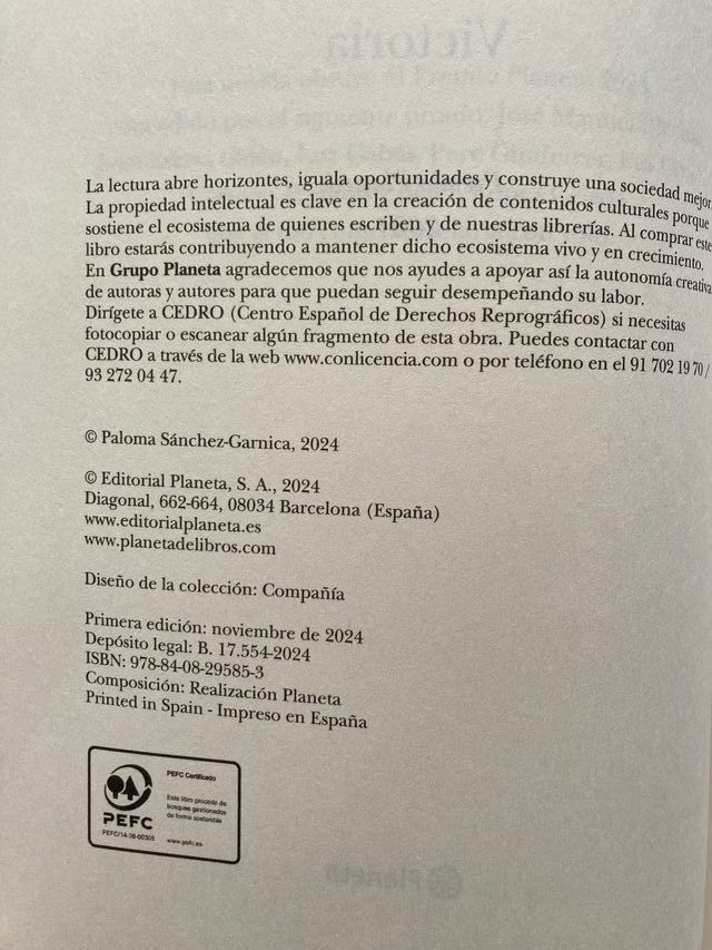 Victoria: Premio Planeta 2024