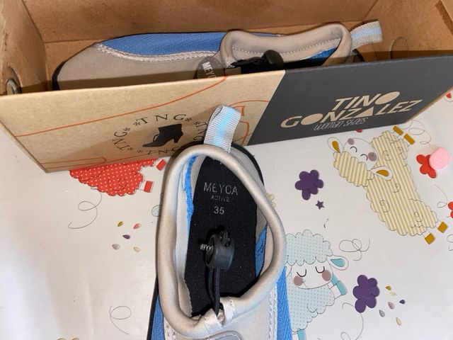 Cangrejeras Beige/Azul