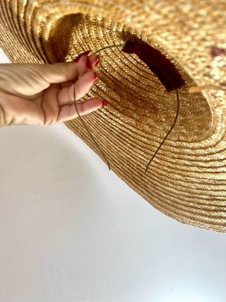 Pamela de paja con cinta burdeos de terciopelo