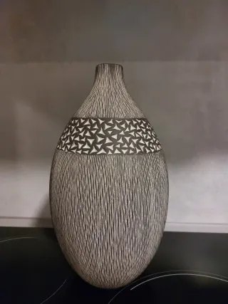 Jarrón Decorativo Cerámica Beige y Marrón