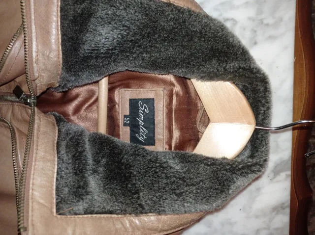 Chaqueta de cuero Simply beige/marrón