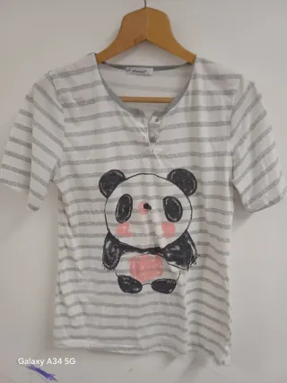 Maglia donna a righe con panda taglia L