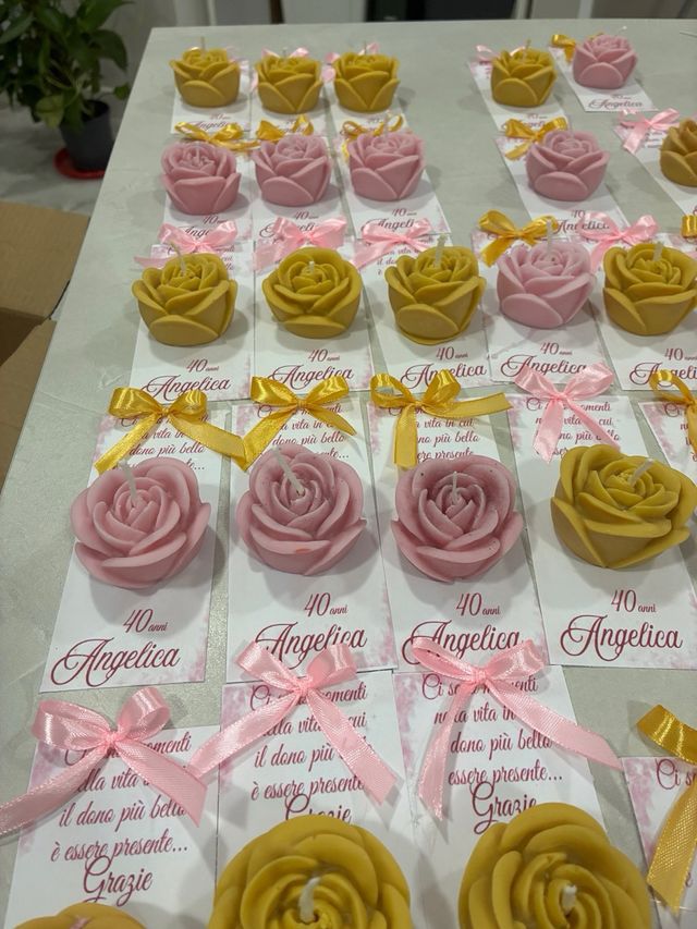 Bomboniere 40 anni Angelica rosa e oro