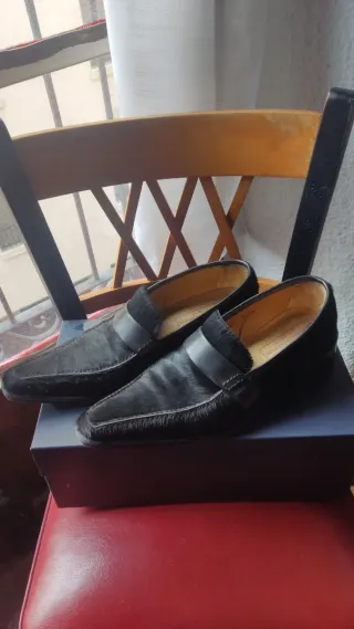 Mocasines negros cuero y pelo