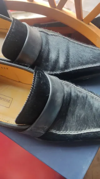 Mocasines negros cuero y pelo