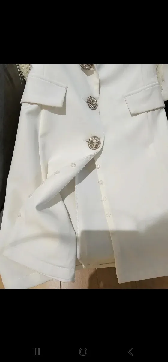 Vestido blanco con flecos y circonitas xxs