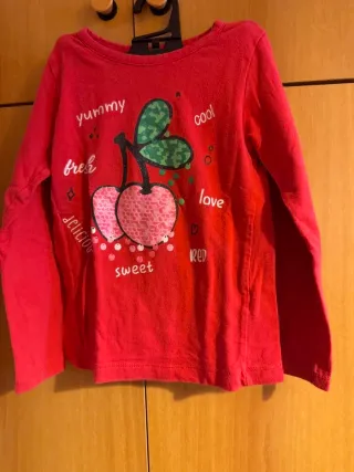 Maglietta bambina rossa ciliegie
