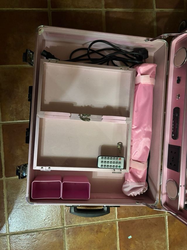 Maletín tocador de viaje rosa