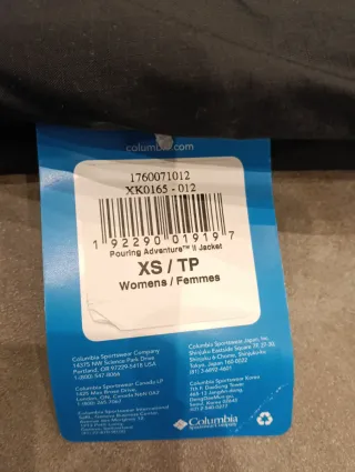 Chaqueta CortavientosColumbia Mujer XS (Nueva)