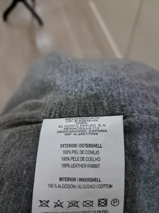 Chaqueta de piel conejo gris mujer