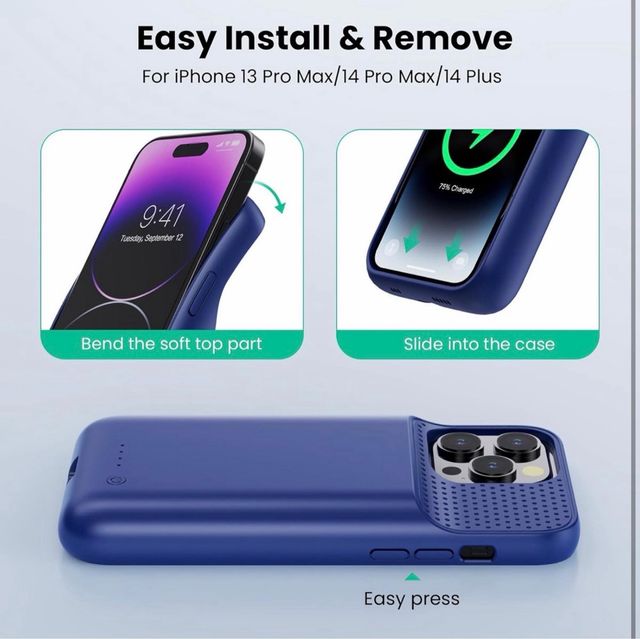 Custodia con batteria iPhone 14 Pro Max Blu