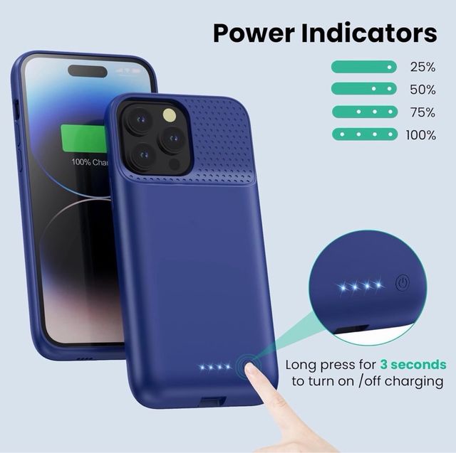 Custodia con batteria iPhone 14 Pro Max Blu