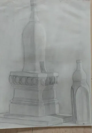 Dibujo Bodegón Antiguo Lápiz