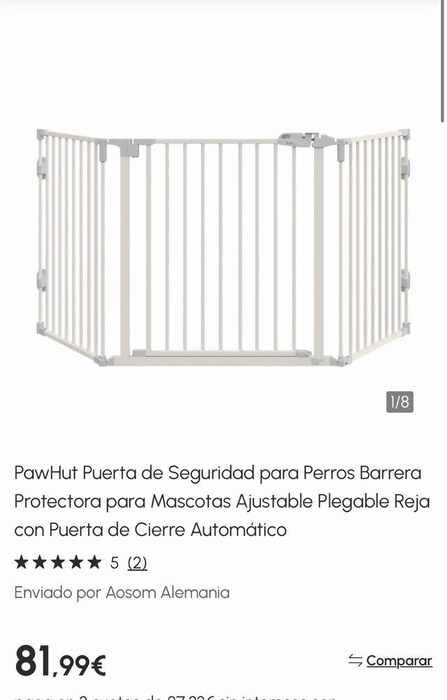 Puerta Seguridad Perros Ajustable Plegable