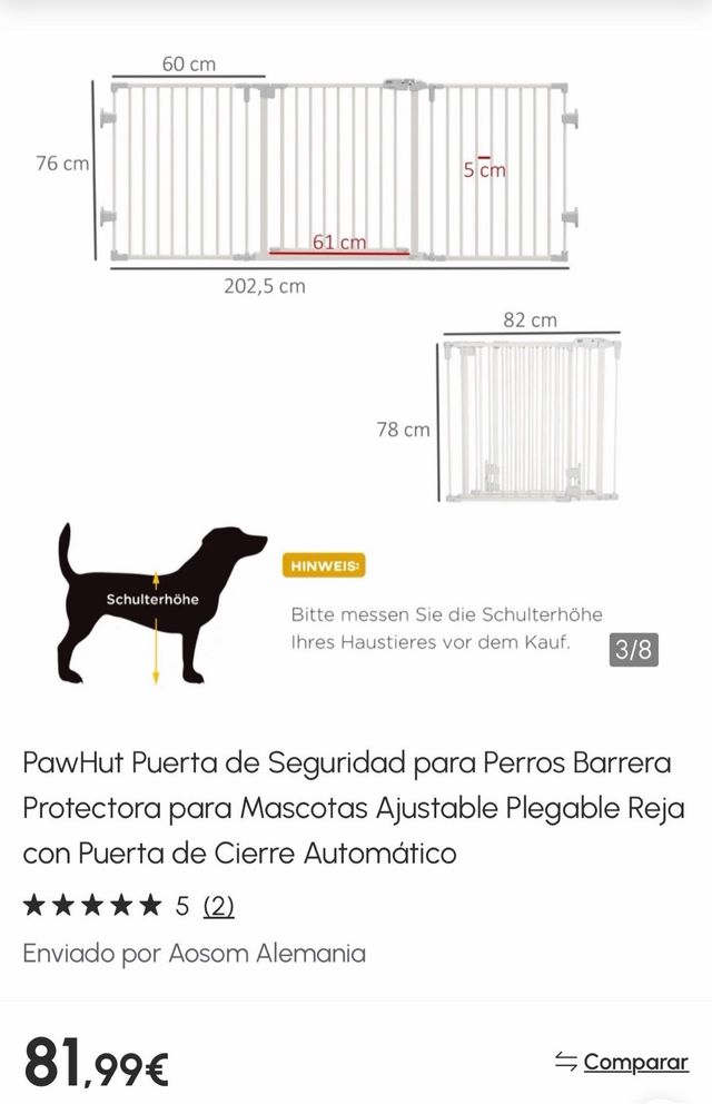 Puerta Seguridad Perros Ajustable Plegable