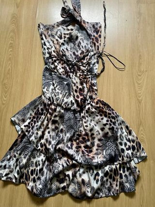 Vestido estampado animal print elegante hasta T-M