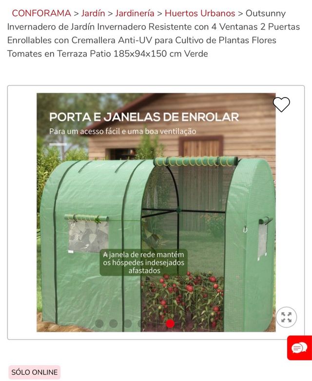 Invernadero Jardín Outsunny Verde