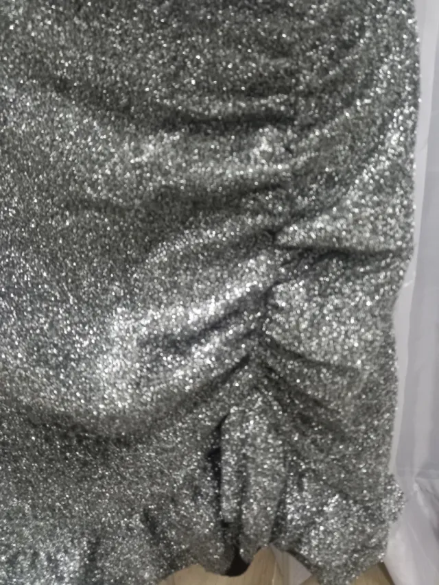 Falda mini fiesta volantes plateada