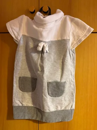 Vestito bambina vintage grigio e bianco