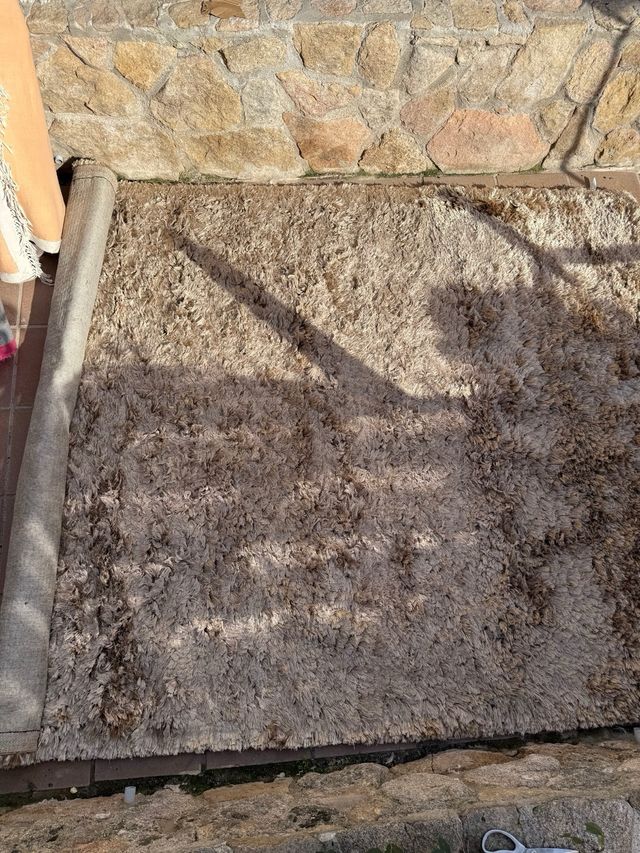 Tapete de pelo longo bege 3x2m