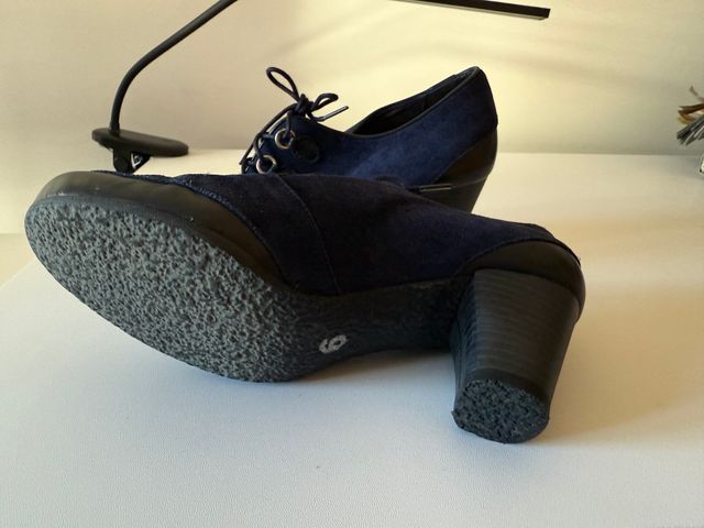 Botines tacón mujer azul marino elegantes