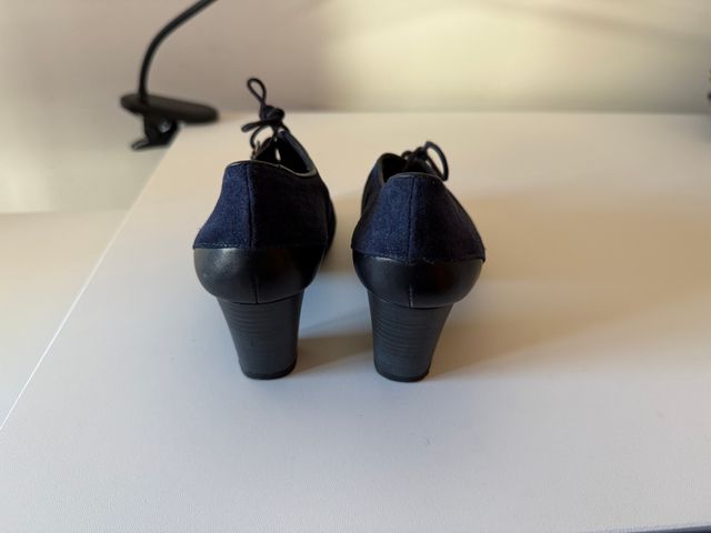 Botines tacón mujer azul marino elegantes