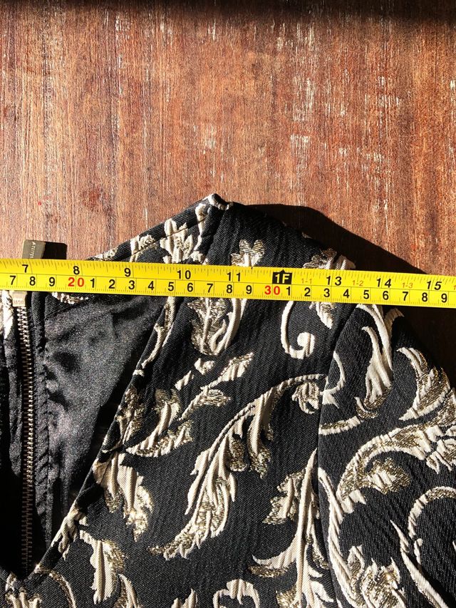 Anine Bing Vestido Negro y Dorado Brocado Talla S