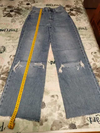 Pantalón vaquero mujer ancho roto