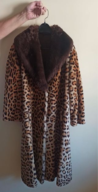 Abrigo mutón auténtico vintage estampado leopardo