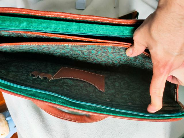 Borsa Valigetta Elegante Vintage Marrone/Verde