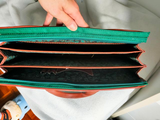 Borsa Valigetta Elegante Vintage Marrone/Verde