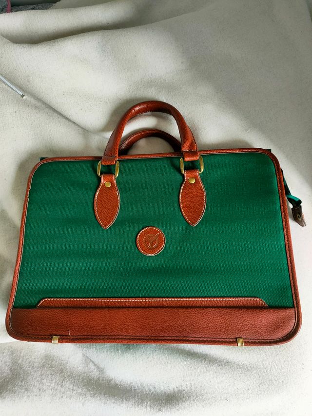 Borsa Valigetta Elegante Vintage Marrone/Verde