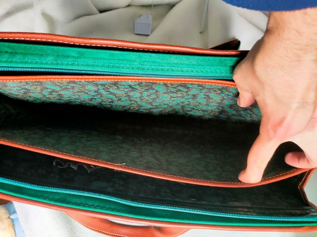 Borsa Valigetta Elegante Vintage Marrone/Verde