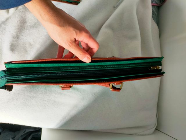 Borsa Valigetta Elegante Vintage Marrone/Verde