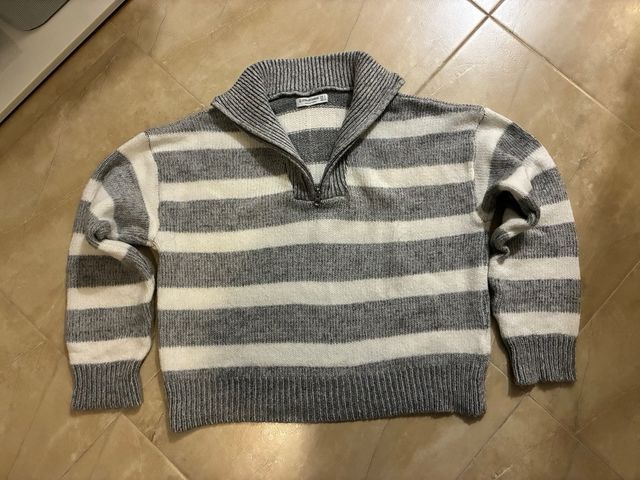 Jersey rayas Stradivarius gris y blanco