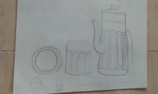 Dibujo antiguo escuela con anotaciones