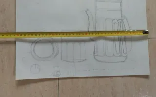 Dibujo antiguo escuela con anotaciones