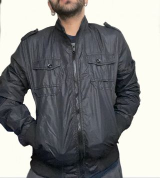 Giubbino Vintage Anni '90 Nero Nylon