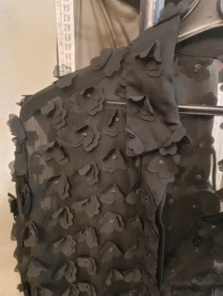 Blusa Zara Negra Transparente Flores