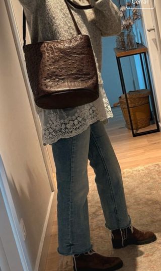 Bolso piel avestruz marrón