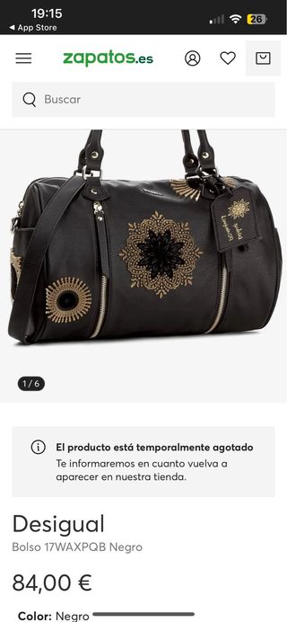 Bolso Desigual Negro Dorado