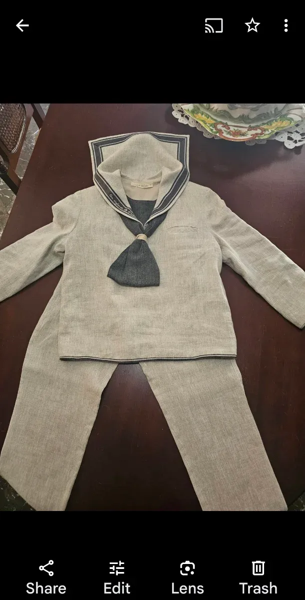 Traje comunión niño beige y gris, como nuevo