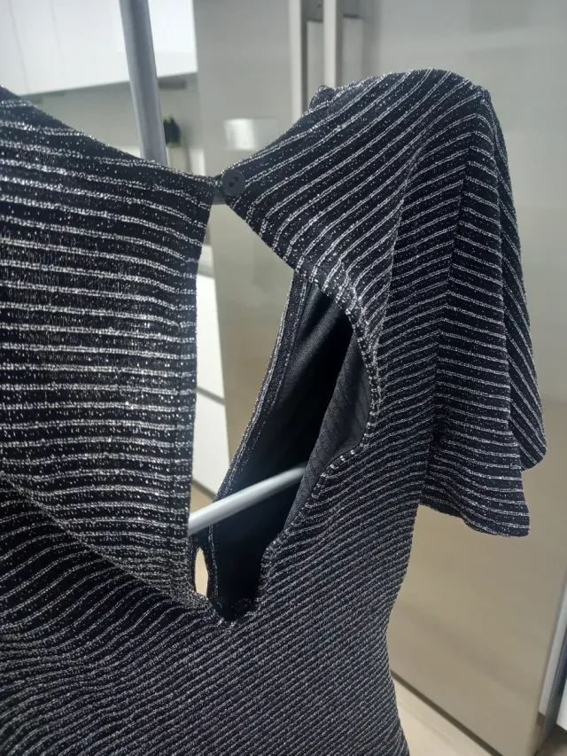 Body fiesta manga acampanada negro y plata