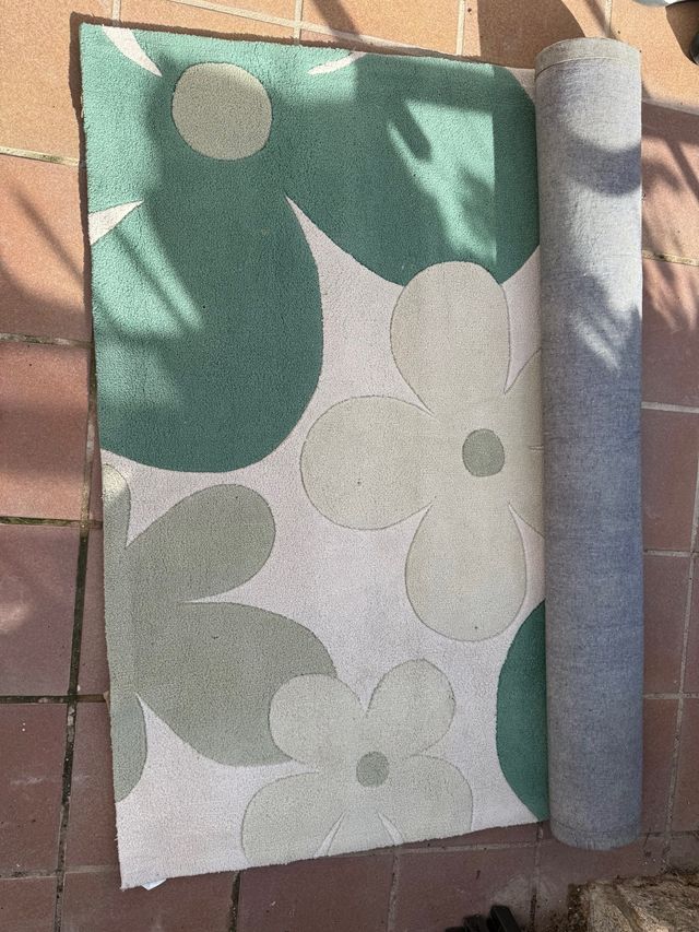 Tapete de pelo com flores verdes 1,60x2,30