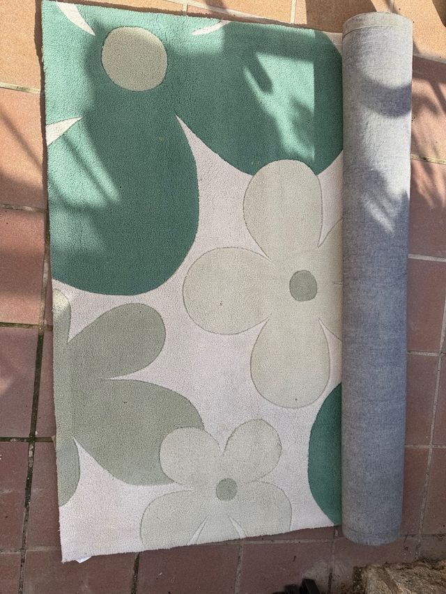 Tapete de pelo com flores verdes 1,60x2,30